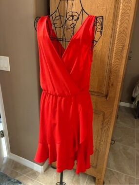 Speechless Red Sleeveless Wrap Mini Dress